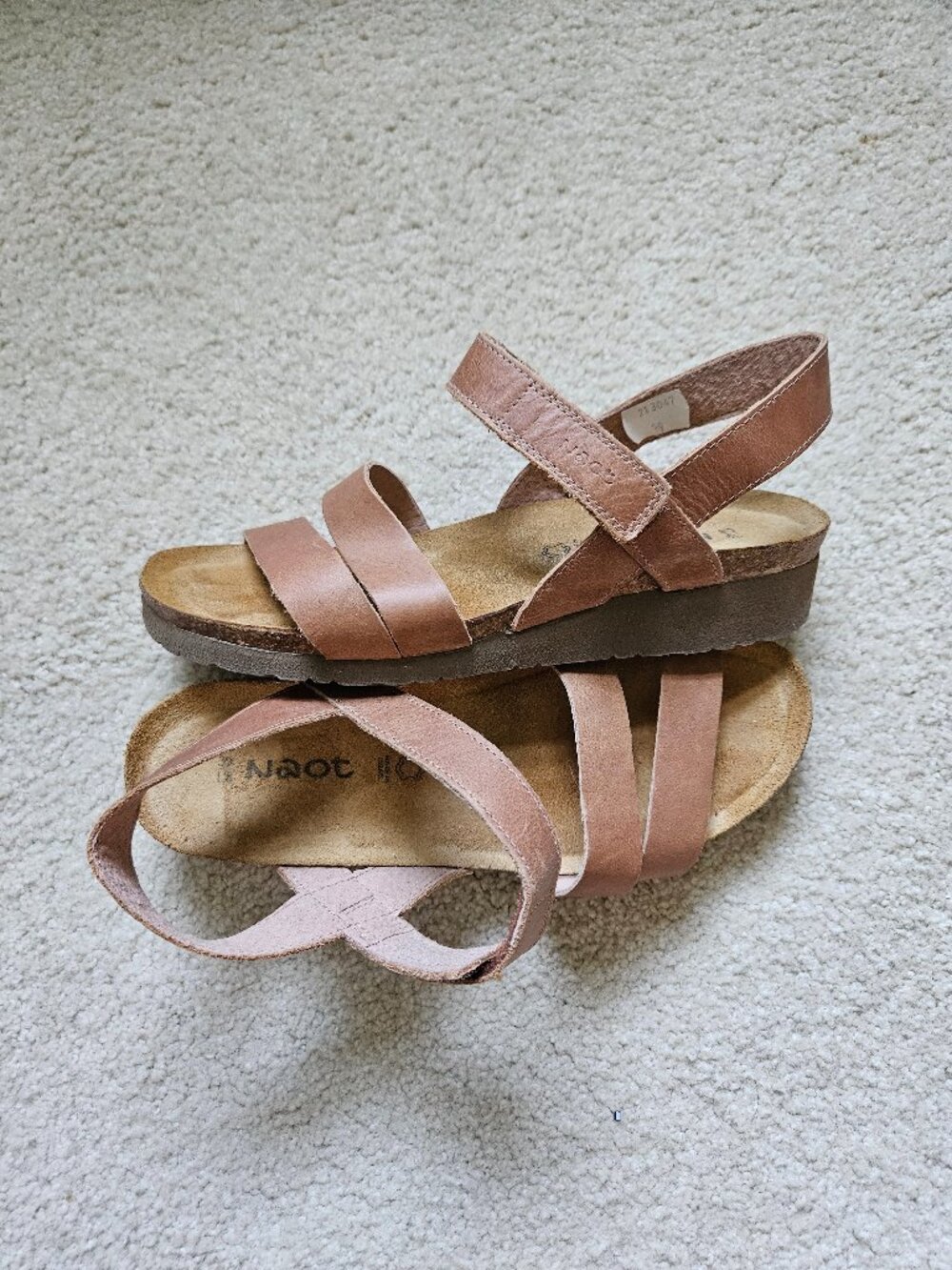 Naot Kayla Sandals Latte Brown Leather 39 or US 8